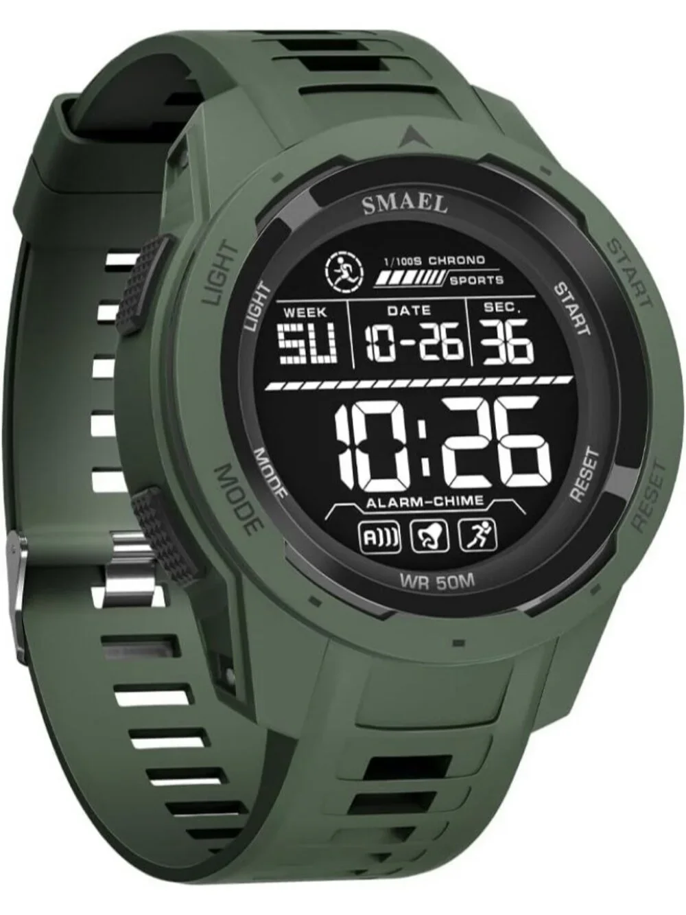 Men's Green Analog Quartz Sports Waterproof Military Casual LED Digital Watch
